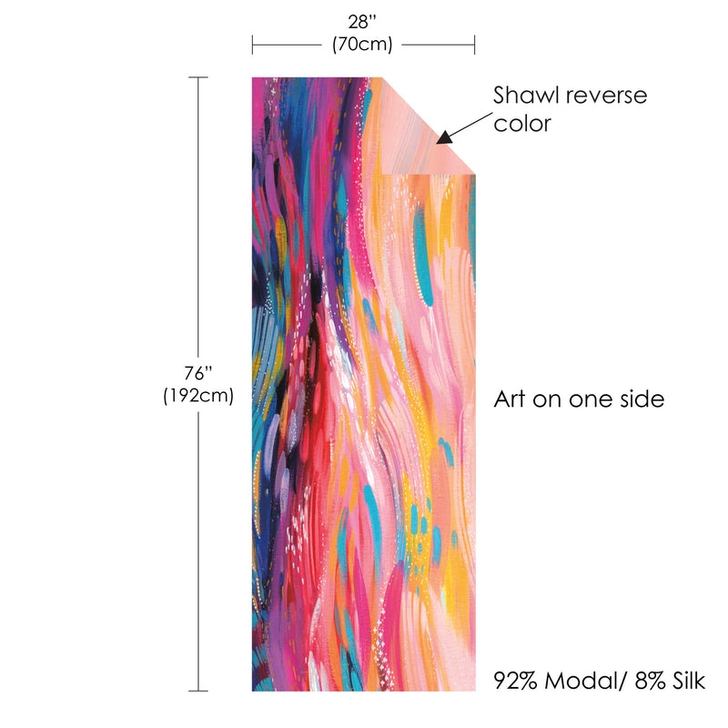 EttaVee's Brush Strokes 90 Silk Blend Women's Fashion Shawl