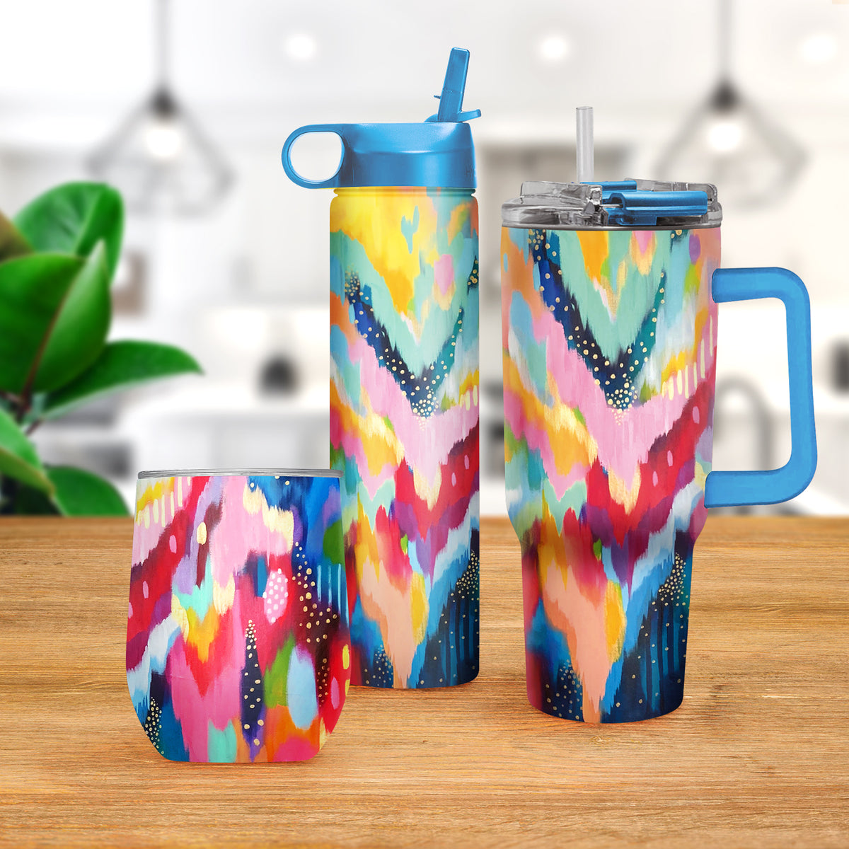 24 oz Water Bottle - EttaVee "Brush Strokes 100"