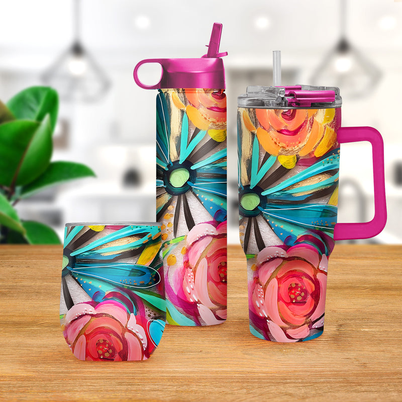 30 oz Tumbler - EttaVee "Flowers On Glass"