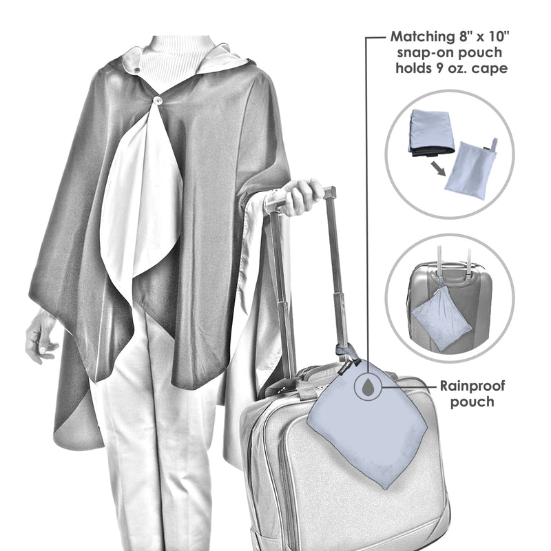 Frank Lloyd Wright Waterlilies Reversible Rain Cape Poncho – Lightweight Hooded Womens Wrap