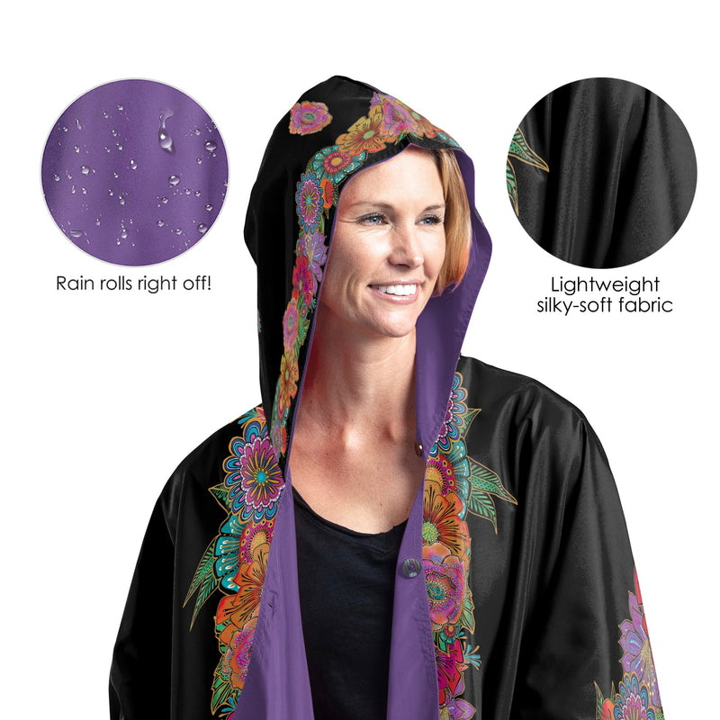 Laurel Burch Blooms Womens Rain Cape - Rainproof Breathable Rain Poncho