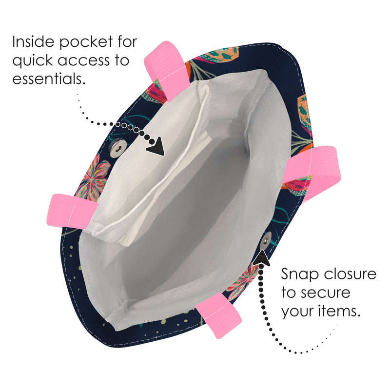 EttaVee Bold Flowers Shoulder Strap Canvas Magazine Tote