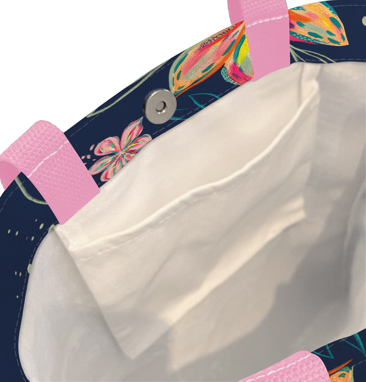 EttaVee Bold Flowers Shoulder Strap Canvas Magazine Tote