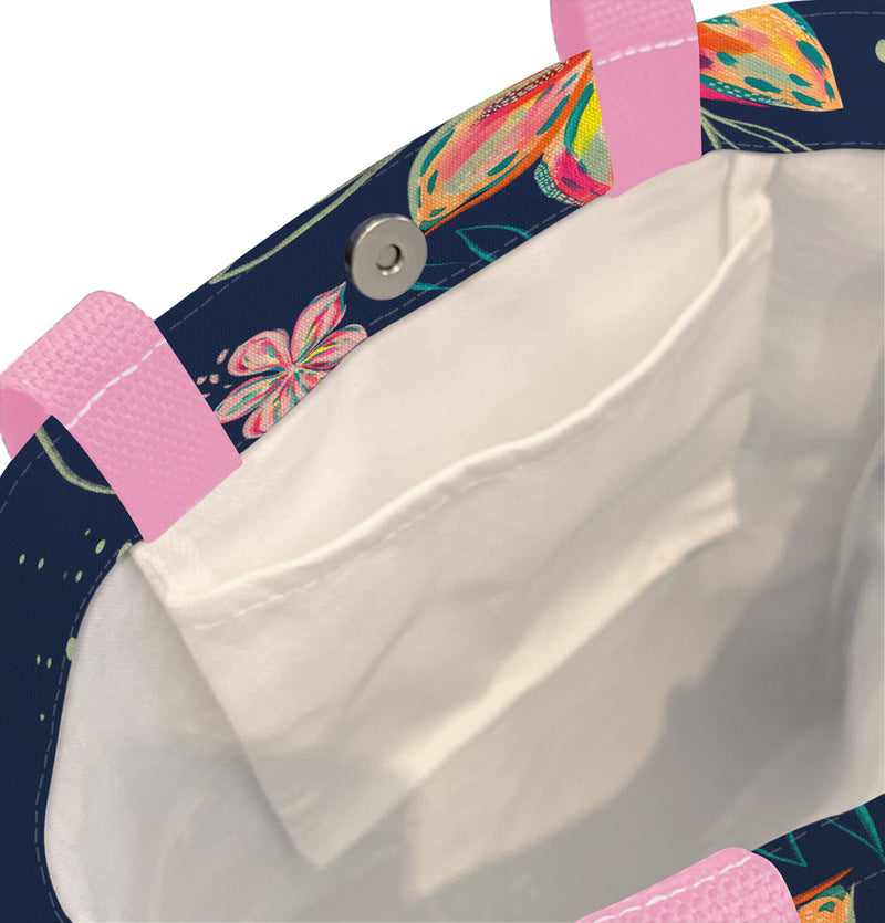 EttaVee Bold Flowers Shoulder Strap Canvas Magazine Tote