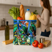 Tiffany Parrots Canvas Magazine Tote – Slim Vertical Tote Bag