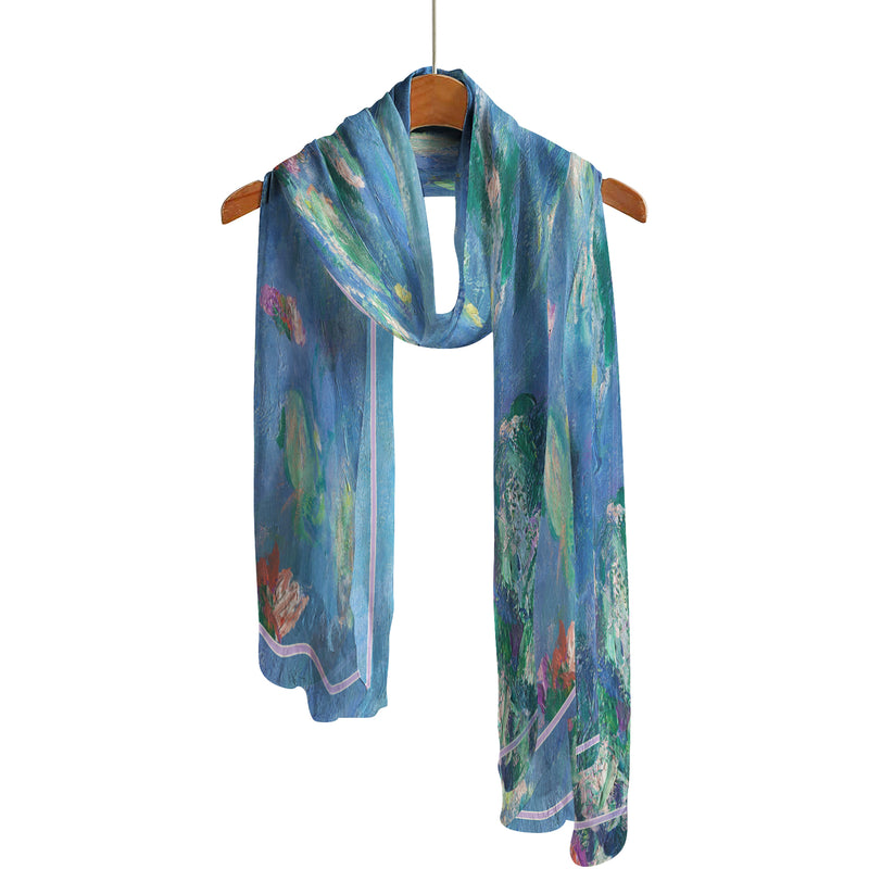 Monet Water Lilies Long Sheer Scarf – Lightweight, Elegant, Silky