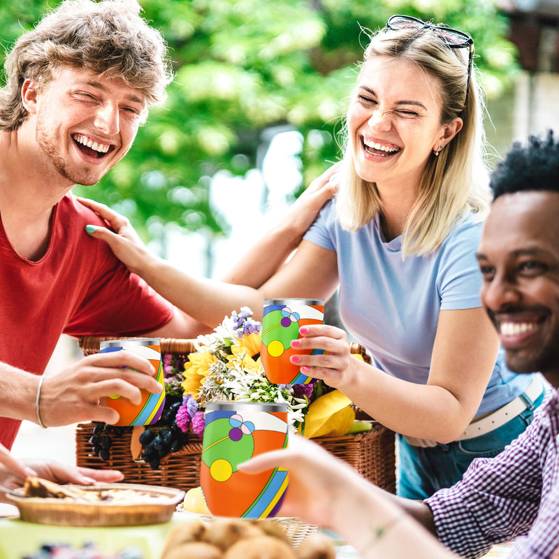 12 oz Stemless Wine Tumbler - Frank Lloyd Wright "March Balloons" - Silver Rim
