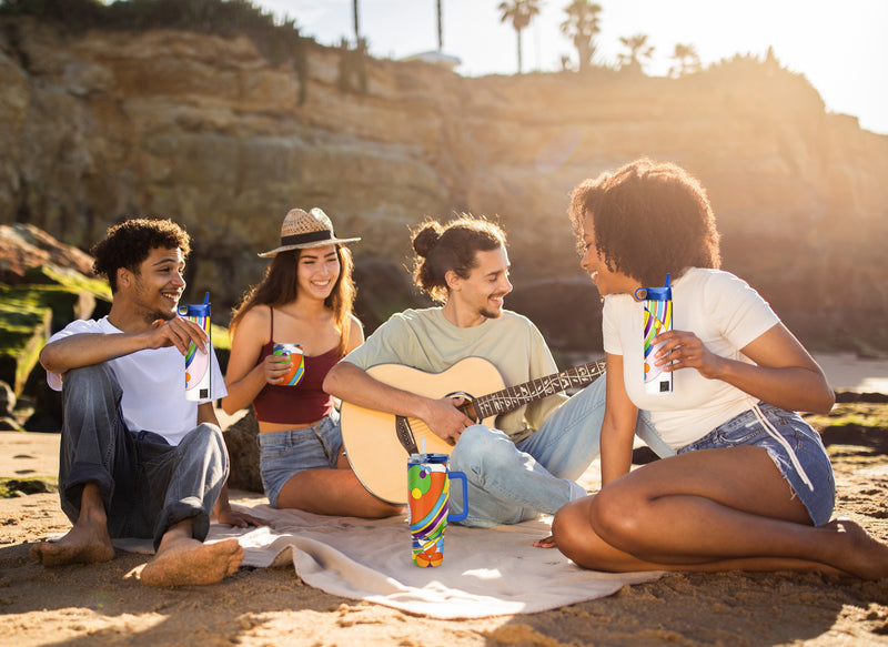 12 oz Stemless Wine Tumbler - Frank Lloyd Wright "March Balloons" - Silver Rim