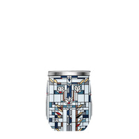 12 oz Stemless Wine Tumbler - Frank Lloyd Wright "Waterlilies" - Silver Rim