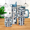 12 oz Stemless Wine Tumbler - Frank Lloyd Wright "Waterlilies" - Silver Rim