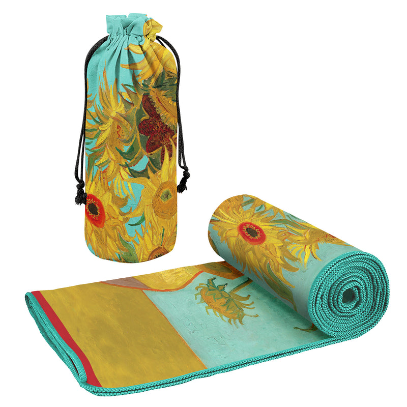 van Gogh Sunflowers Oversized Beach Towel - Microfiber, Quick-Dry