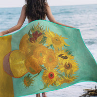 van Gogh Sunflowers Oversized Beach Towel - Microfiber, Quick-Dry