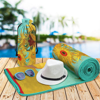 van Gogh Sunflowers Oversized Beach Towel - Microfiber, Quick-Dry
