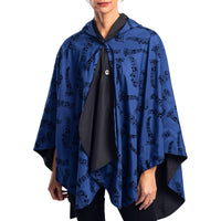 RainCaper - Midnight Blue Velvet Melody & Black Travel Cape