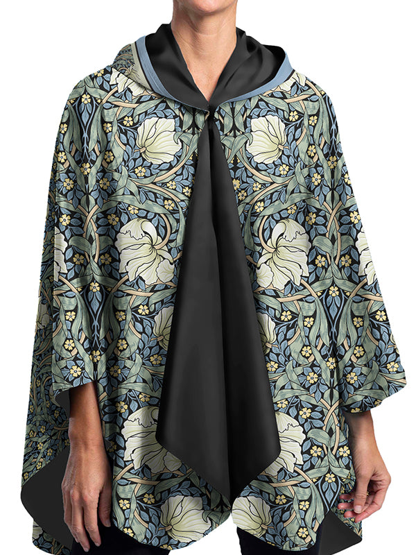 William Morris Pimpernel & Black Reversible Rain Cape Poncho
