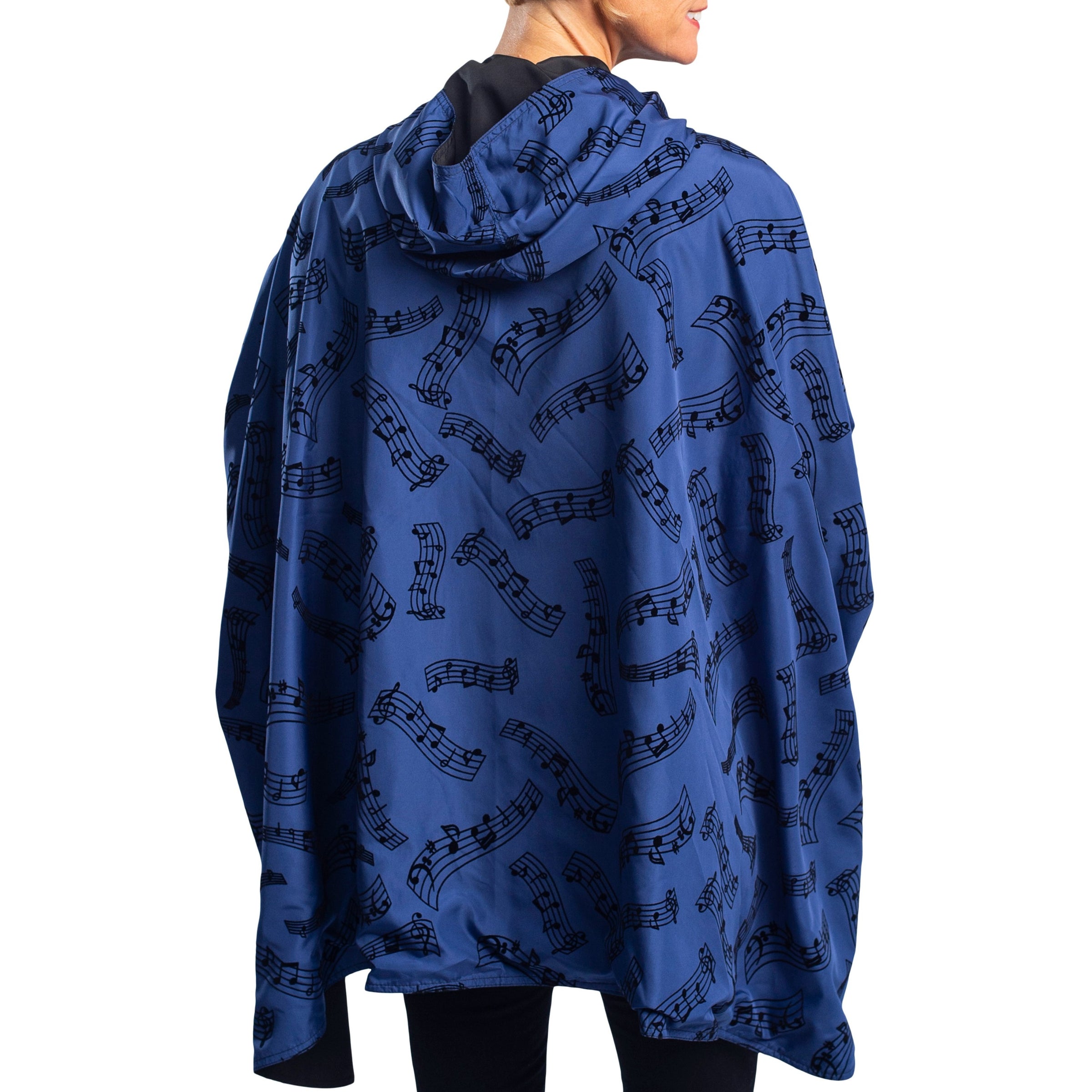 RainCaper - Midnight Blue Velvet Melody & Black Travel Cape