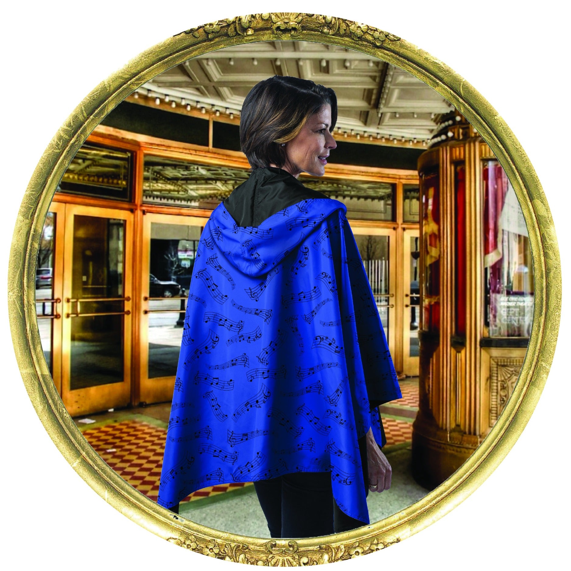 RainCaper - Midnight Blue Velvet Melody & Black Travel Cape