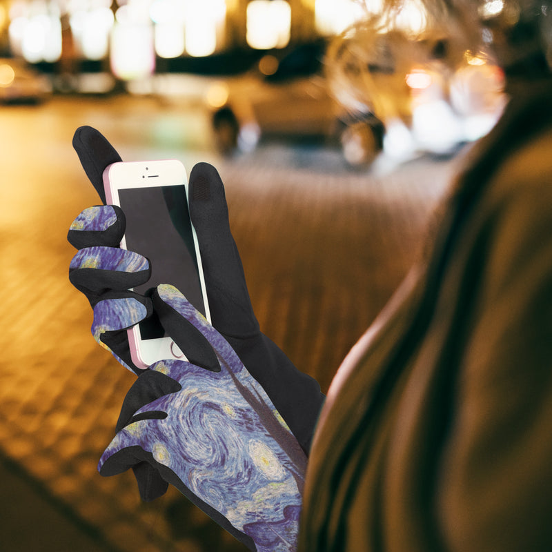 Fine Art van Gogh Starry Night Womens Touch Screen Gloves - One Size Fits All