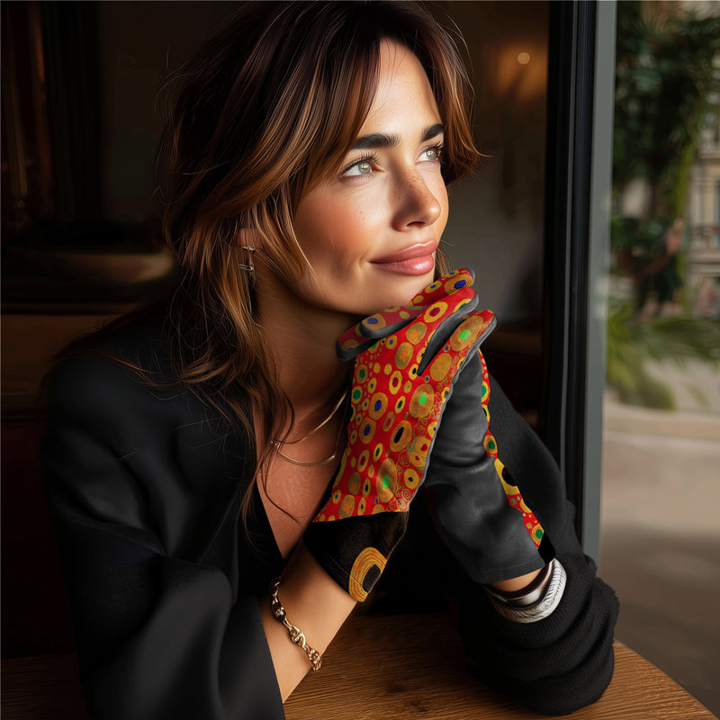 Fine Art Klimt Hope II Red Touch Screen Gloves