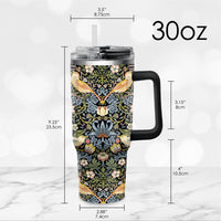 30 oz Tumbler - William Morris "Strawberry Thief" - Silver Rim