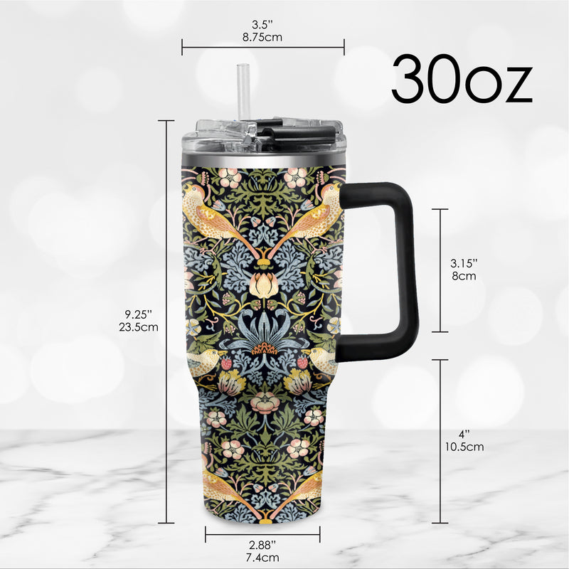 30 oz Tumbler - William Morris "Strawberry Thief" - Silver Rim