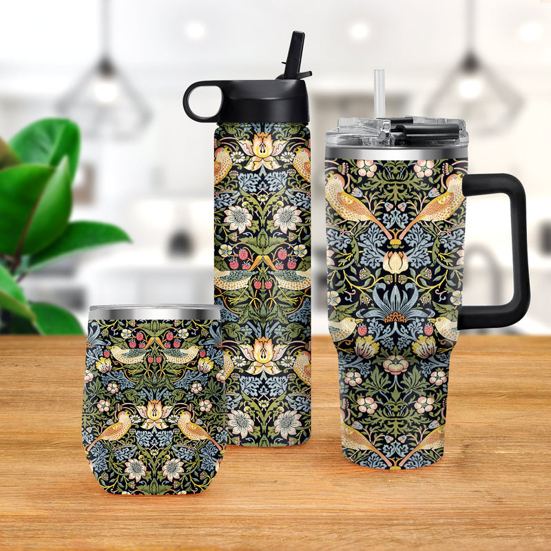 30 oz Tumbler - William Morris "Strawberry Thief" - Silver Rim