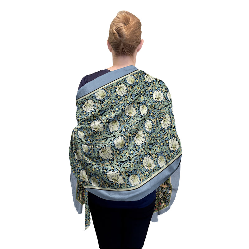 William Morris "Pimpernel" Silk Blend Shawl – Lightweight & Elegant Evening Wrap