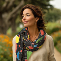 Frank Lloyd Wright Coonley Playhouse Silk Blend Shawl – Lightweight Dressy Wrap for Women