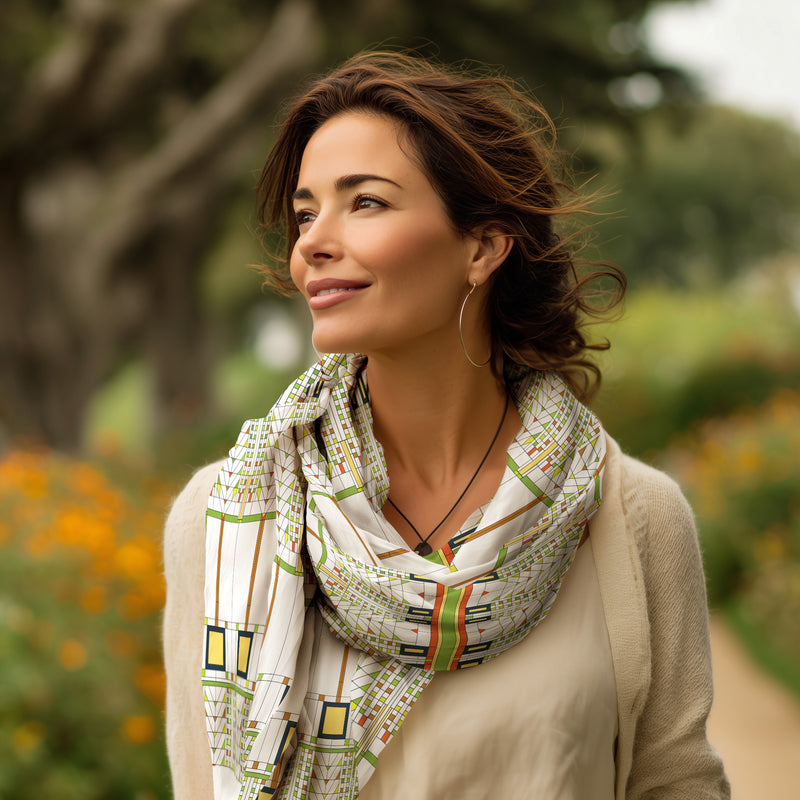 Frank Lloyd Wright Tree of Life Silk Blend Shawl – Lightweight & Elegant Evening Wrap