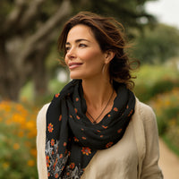 Laurel Burch Orange Blossoms Silk Blend Shawl – Lightweight Dressy Wrap for Women