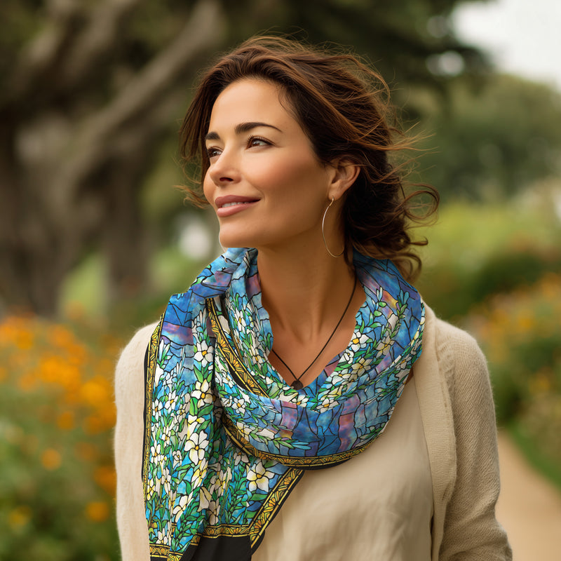 Tiffany Field of Lilies   Silk Blend Shawl – Lightweight Dressy Wrap for Women