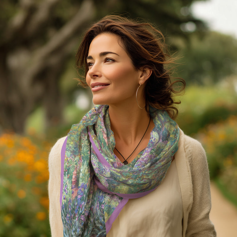 Monet Gardens at Giverny Silk-Blend Pashmina Shawl