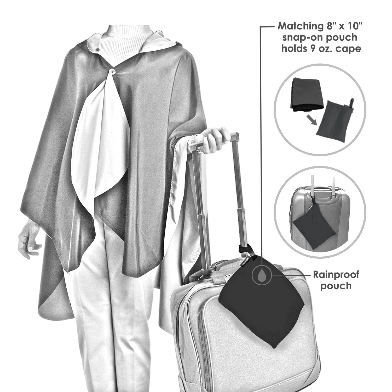 Frank Lloyd Wright Hillside Curtain Reversible Rain Cape Poncho – Lightweight Hooded Womens Wrap