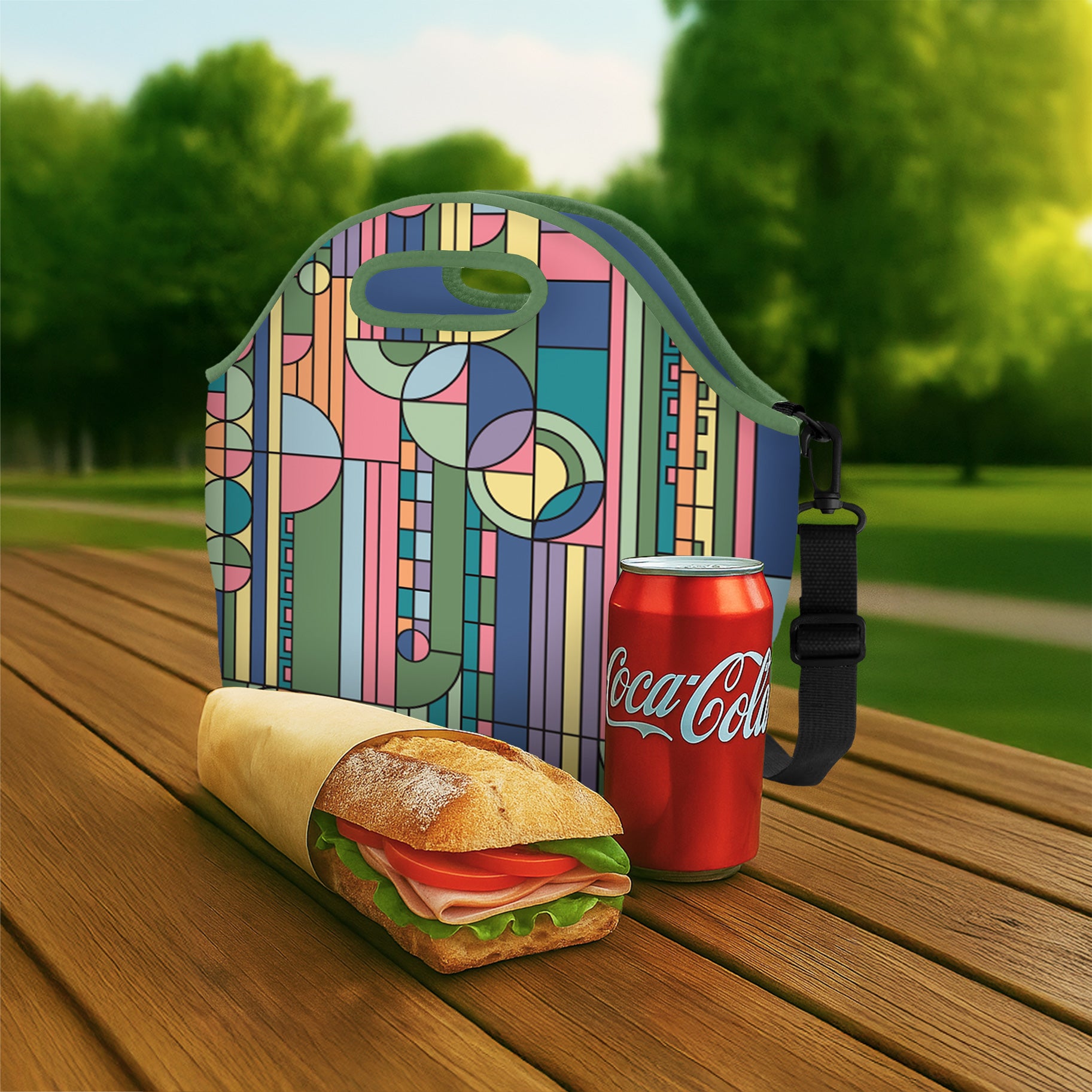 Frank Lloyd Wright "Saguaro Forms" Neoprene Lunch Tote with Handles & Shoulder Strap