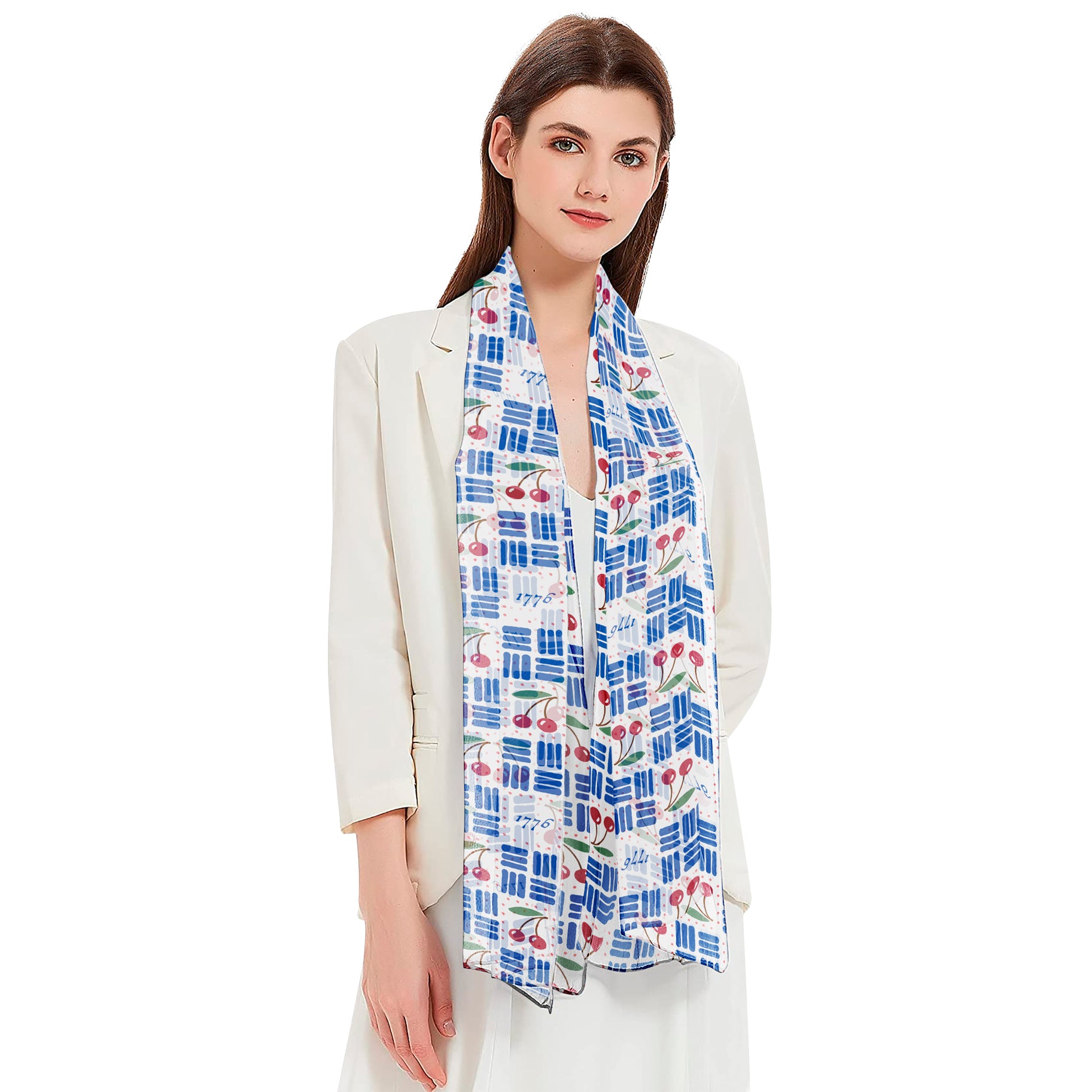 Mary Engelbreit Patriotic Cherries Silky Sheer Scarf