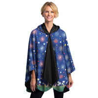 Mary Engelbreit July Sparklers Reversible Rain Cape Poncho – Lightweight Hooded Wrap for Women