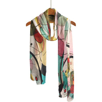 Kandinsky Circles in a Circle Long Sheer Scarf – Lightweight, Elegant, Silky-Soft