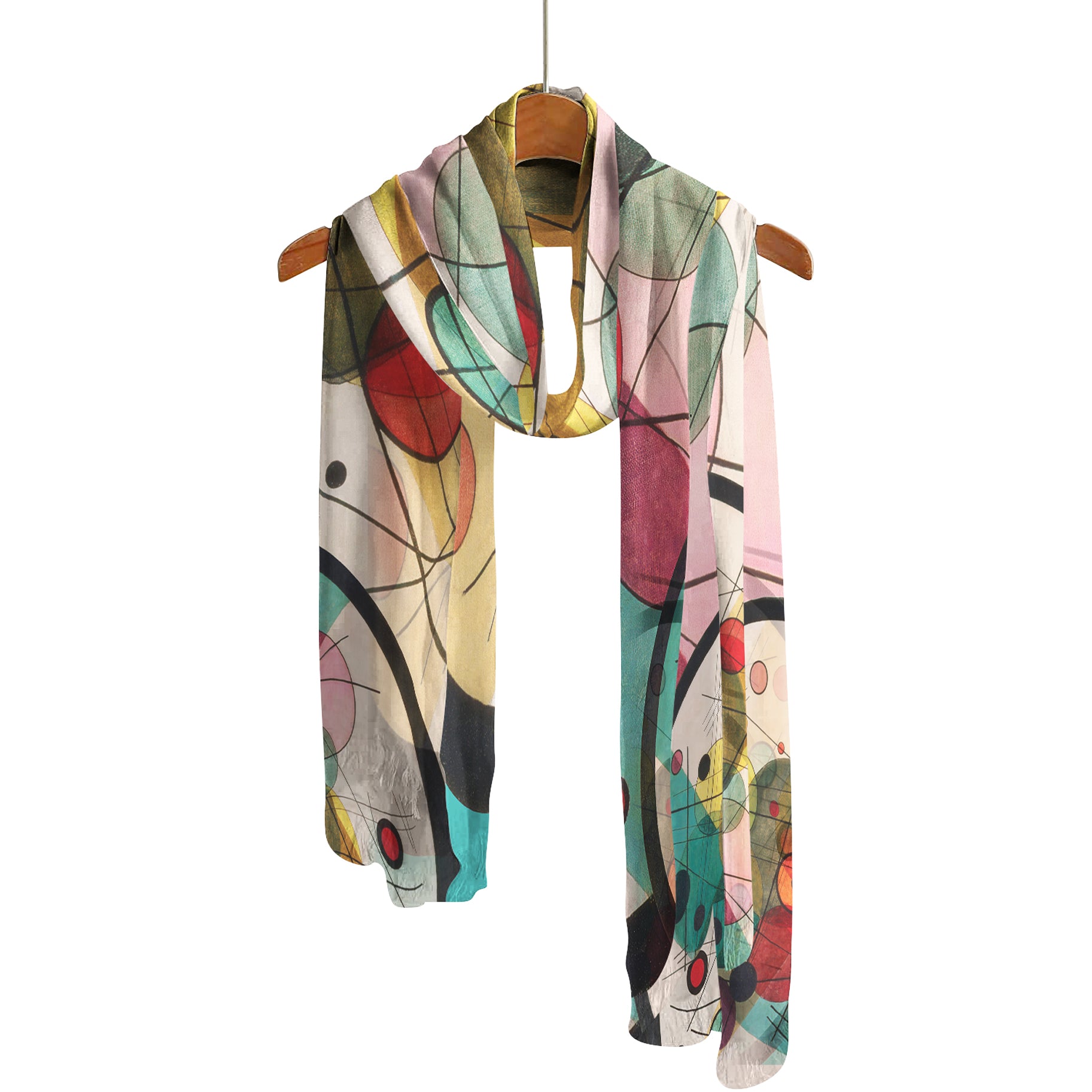 Kandinsky Circles in a Circle Long Sheer Scarf – Lightweight, Elegant, Silky-Soft