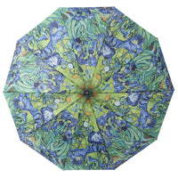 van Gogh Irises Travel Umbrella – Compact, One-Touch Open & Close