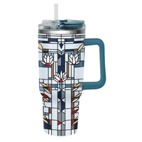 30 oz Tumbler - Frank Lloyd Wright "Waterlilies" - Silver Rim