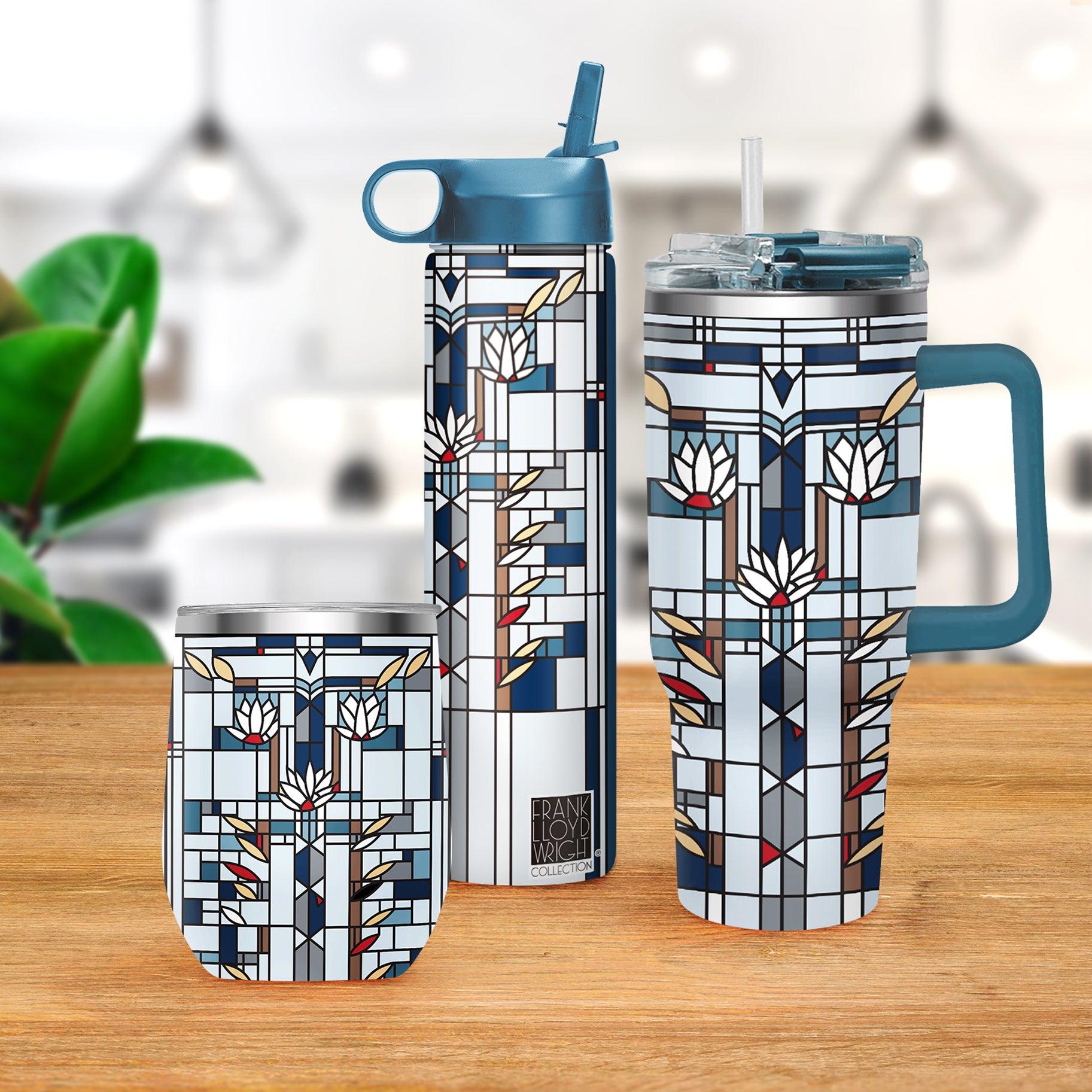 30 oz Tumbler - Frank Lloyd Wright "Waterlilies" - Silver Rim