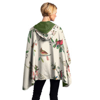 North American Wild Birds by Audubon Reversible Rain Cape Poncho – Lightweight Hooded Wrap for Women