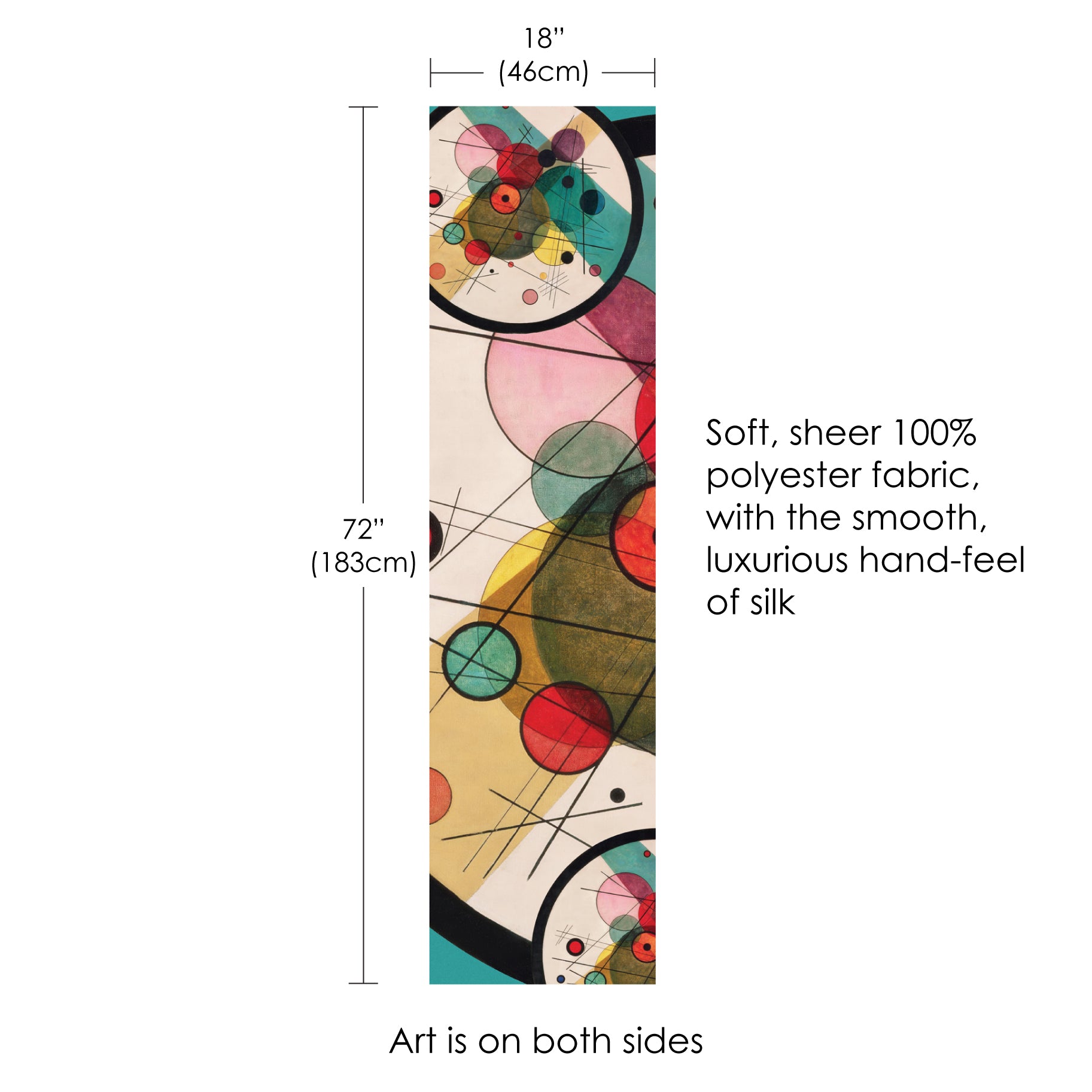 Kandinsky Circles in a Circle Long Sheer Scarf – Lightweight, Elegant, Silky-Soft