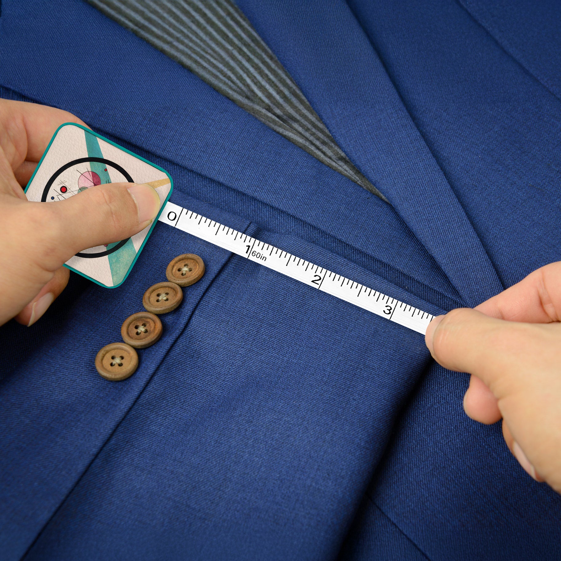 Kandinsky Circles in a Circle Compact Retractable Tape Measure – Dual-Sided, 60"/150cm