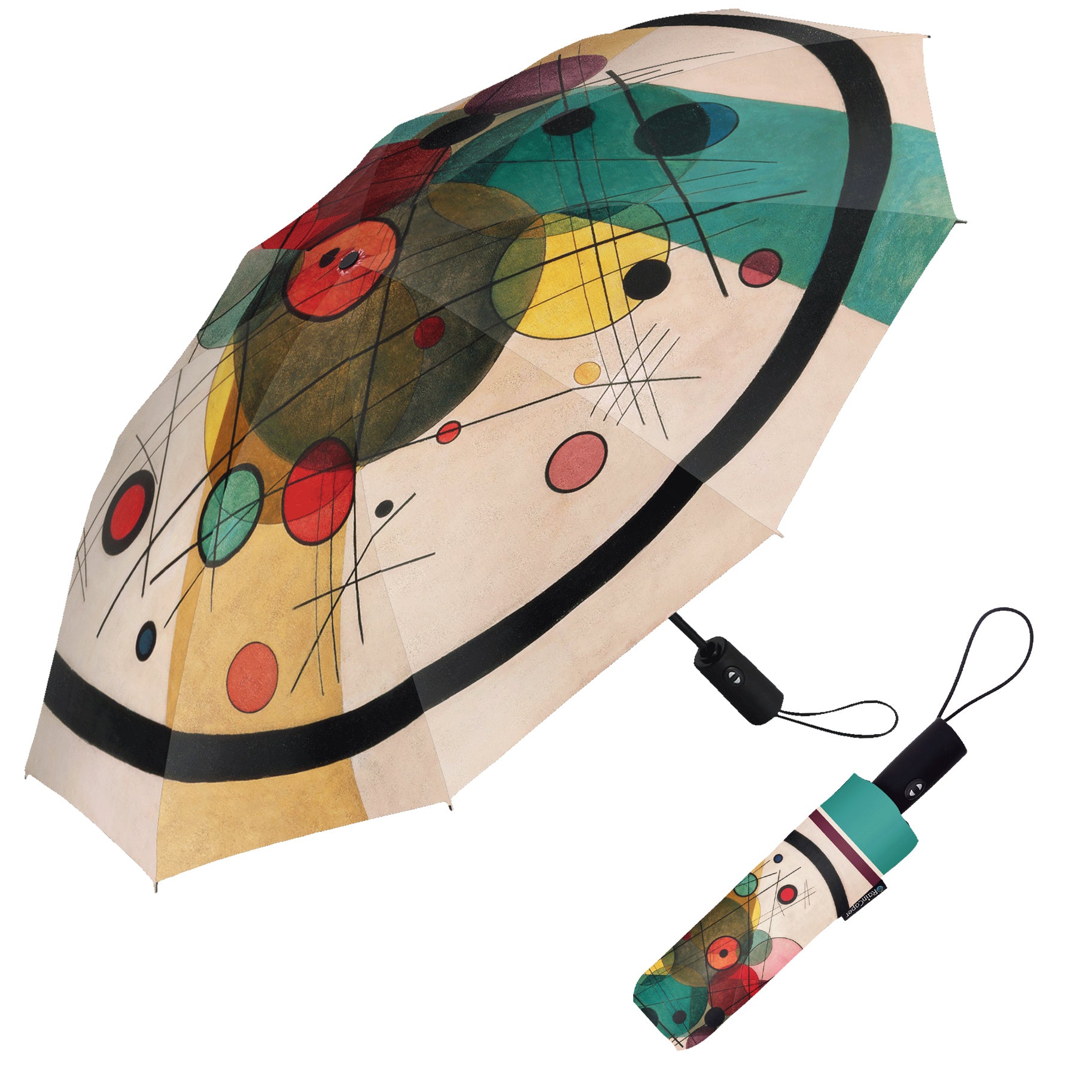 Kandinsky Circles in a Circle Travel Umbrella – Compact, One-Touch Open & Close