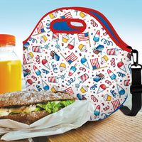 Mary Engelbreit American Birthday Cookout Neoprene Lunch Tote with Handles & Shoulder Strap