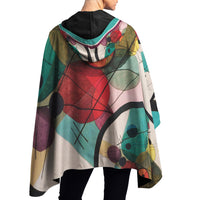 Kandinsky Circles in a Circle Reversible Rain Cape Poncho – Lightweight Hooded Wrap for Women