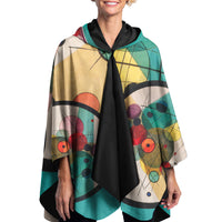 Kandinsky Circles in a Circle Reversible Rain Cape Poncho – Lightweight Hooded Wrap for Women
