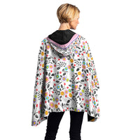Mary Engelbreit Modern Cherry Toss Reversible Rain Cape - Lightweight Hooded Women's Rain Poncho