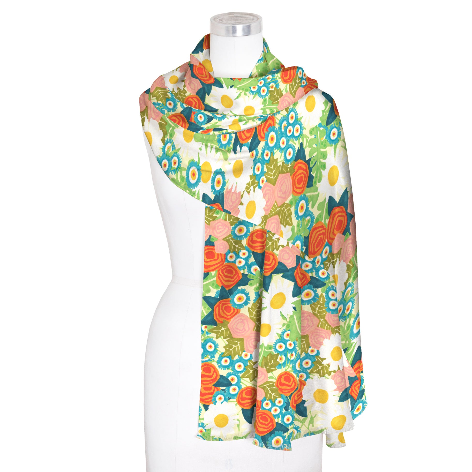 Mary Engelbreit Vintage Calico Silk Blend Shawl - Lightweight & Elegant Wrap